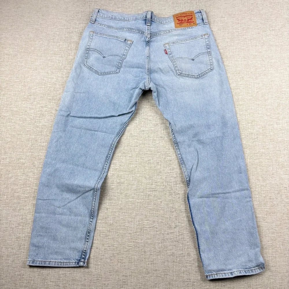 Levis 502 Mens 34x29 Light Distress Jeans Thigh Fade ** Vintage Style ** Denim